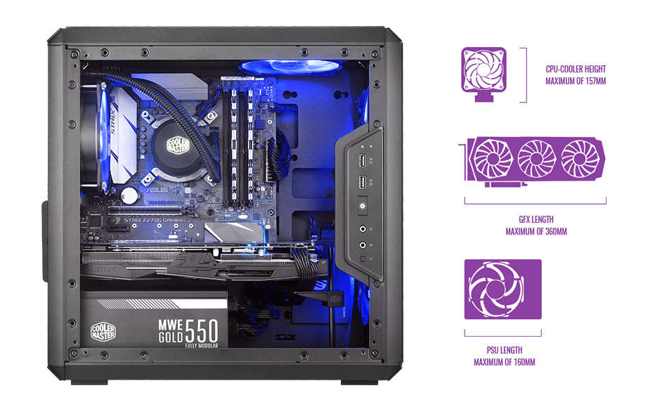 Cooler Master Q300L - Gabinete Mini Torre ATX, Ventilación Optimizada, Diseño Compacto y Panel Frontal en Acrílico, Ideal para Gaming y PCs de Oficina