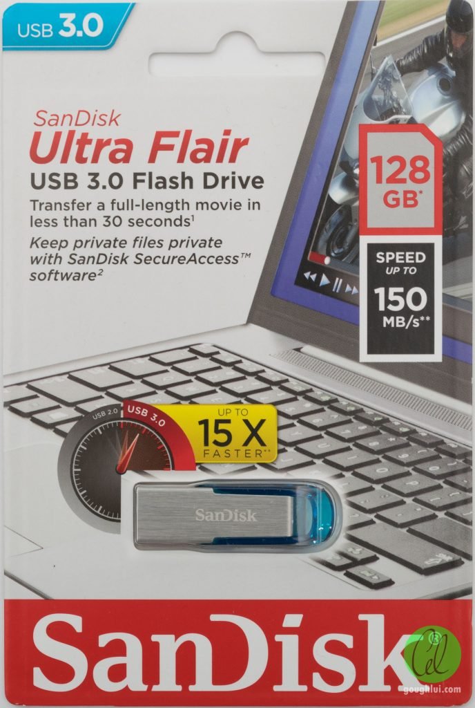 SanDisk Ultra Flair 128GB USB 3.0 Pendrive - Transferencias Rápidas hasta 150 MB/s, Diseño Compacto y Resistente, Ideal para Almacenamiento de Datos y Multimedia