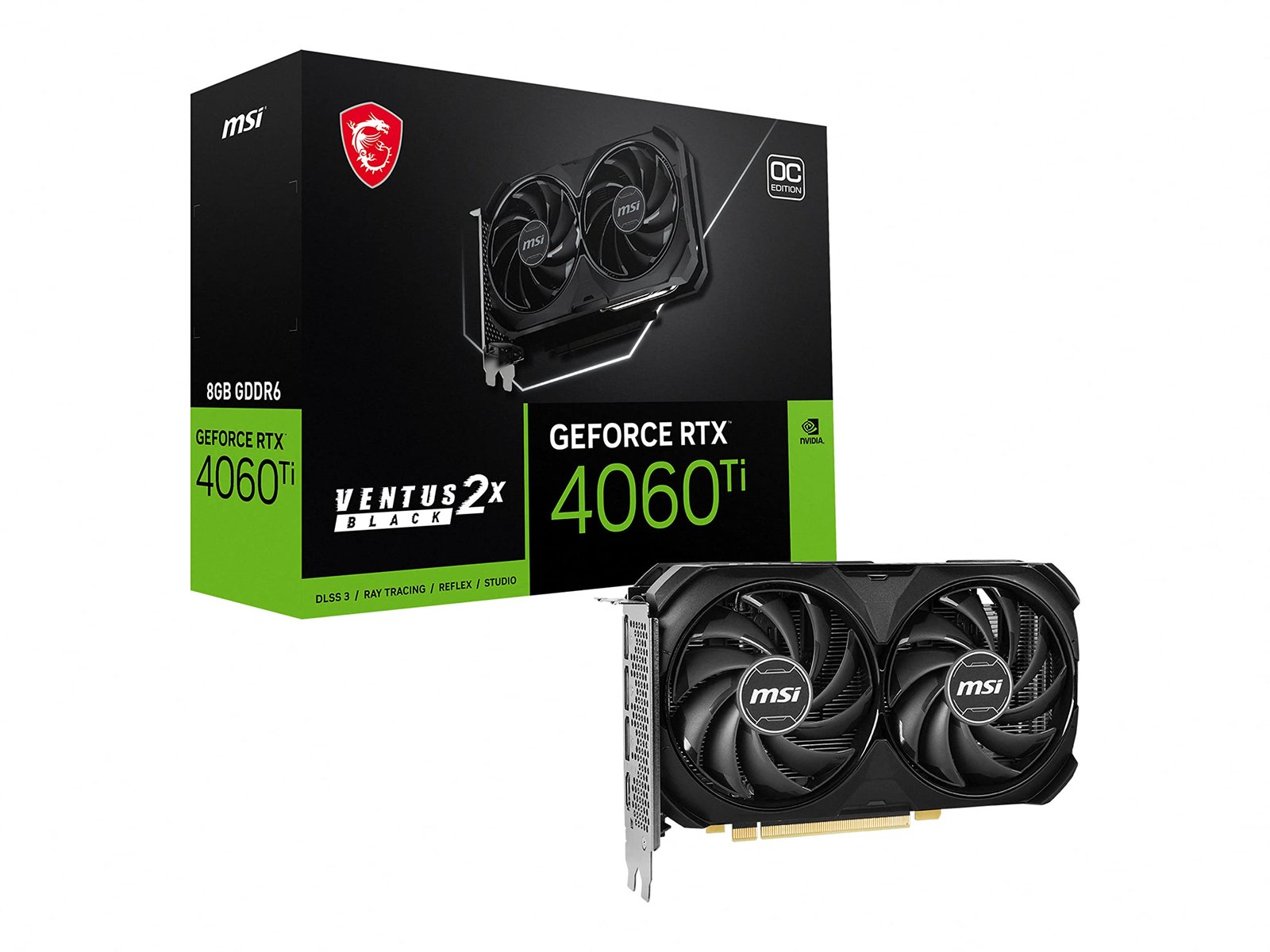 NVIDIA GeForce RTX 4060 Ti 8GB GDDR6 - Tarjeta Gráfica Compacta para Gaming en 1080p, Soporte para Ray Tracing y DLSS 3.0