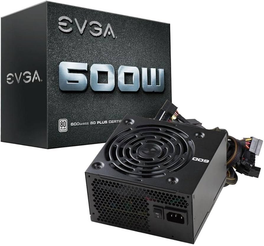 EVGA 600 W1 600W 80 Plus White - Fuente de Poder ATX No Modular, Eficiencia Energética y Rendimiento Confiable para Gaming y PC de Oficina